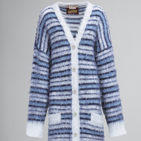 BNWT SS22 MARNI GROOVY STRIPED MOHAIR CARDIGAN 42 - Picture 11 of 11